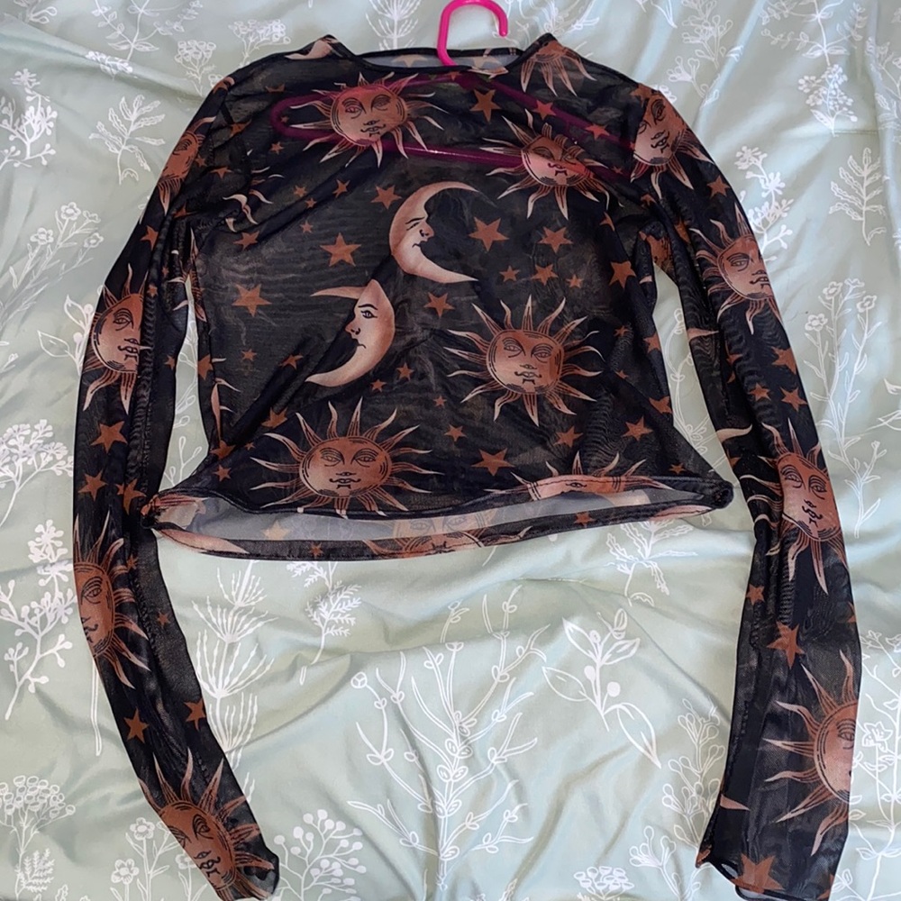 Size Small Sheer Sun and Moon Crop Top